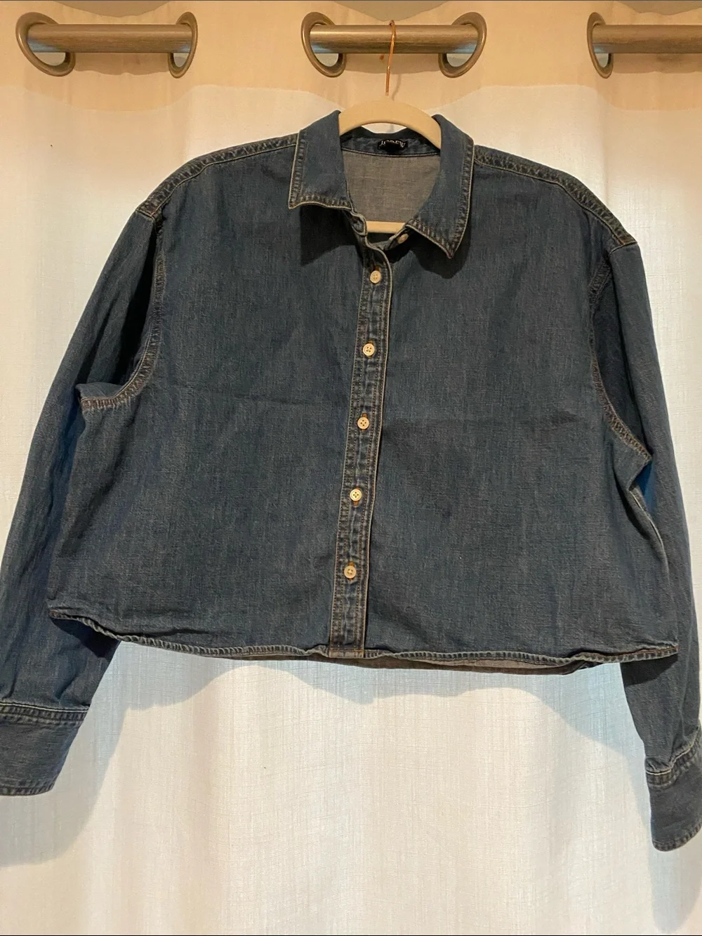 J. Crew Cropped Oversized Denim Button Up